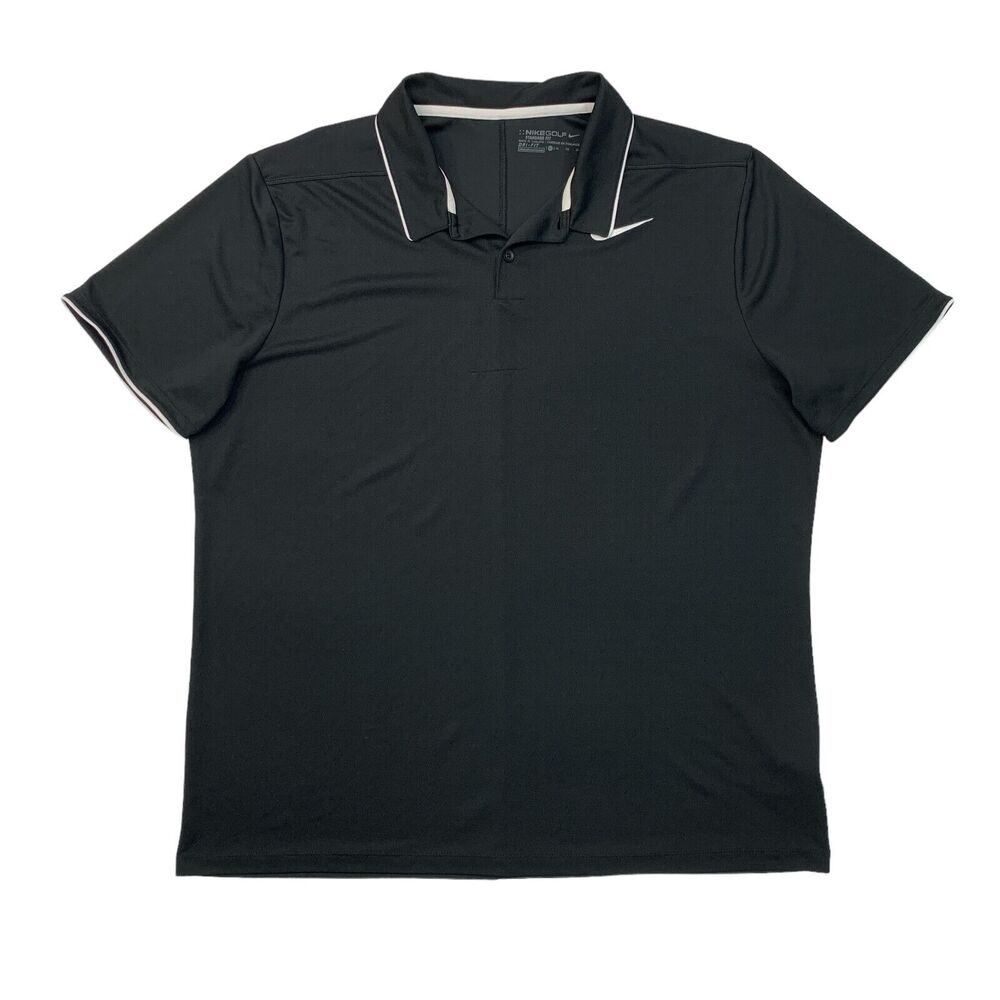 Nike Polo Shirt Mens Extra Large Black Dry Golf Victory Standard Fit Performance